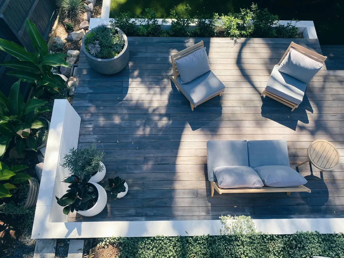 A completed garden terrace with outdoor seating